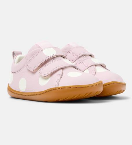 Baskets fille cuir PEU CAMI Blanc rose 2 - vertbaudet enfant 