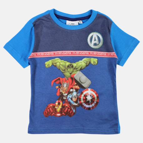 T-shirt manches courtes garçon avec imprimé avengers Bleu+Marine 3 - vertbaudet enfant 