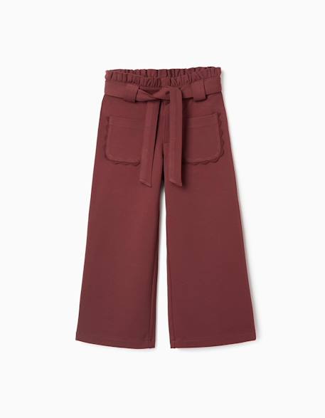 Fille-Pantalon à jambe large en point de rome avec ceinture
