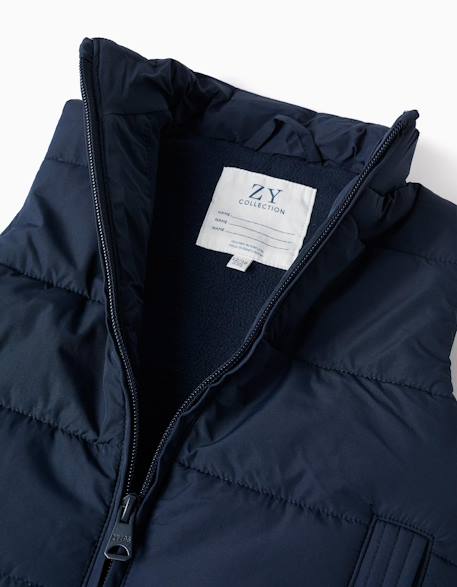 Doudoune sans manches avec doublure en polaire et poches latérales Bleu foncé+Rouge 3 - vertbaudet enfant 