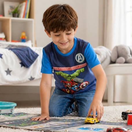 T-shirt manches courtes garçon avec imprimé avengers Bleu+Marine 2 - vertbaudet enfant 