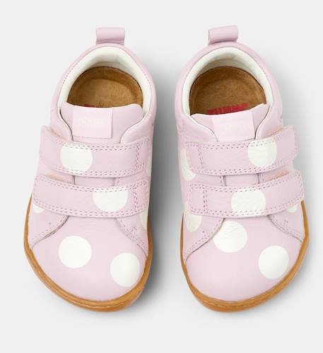 Baskets fille cuir PEU CAMI Blanc rose 3 - vertbaudet enfant 