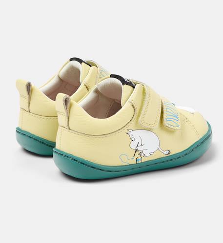 Baskets cuir PEU CAMI Blanc natural+Blanc noir+Jaune pastel+Marine+Rouge moyen 14 - vertbaudet enfant 
