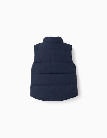 Doudoune sans manches avec doublure en polaire et poches latérales Bleu foncé+Rouge 2 - vertbaudet enfant 