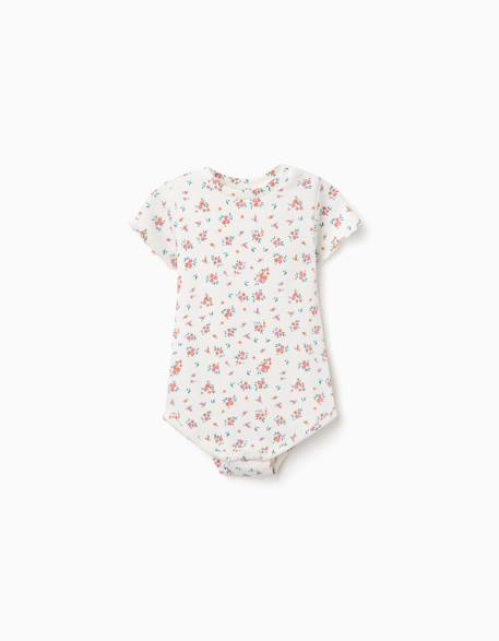 Body côtelé avec motif floral Beige clair 1 - vertbaudet enfant 