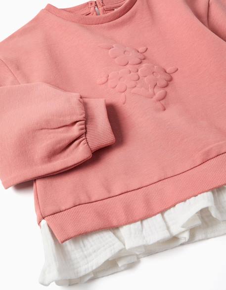 Ensemble de jogging en coton avec imprimé fleur en relief Rose 3 - vertbaudet enfant 