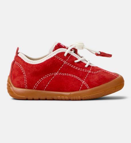 Baskets garçon cuir peu path Jaune pastel+Marine+Rouge moyen 11 - vertbaudet enfant 