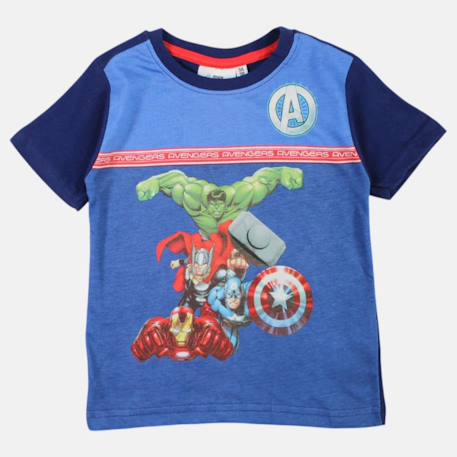 T-shirt manches courtes garçon avec imprimé avengers Bleu+Marine 8 - vertbaudet enfant 