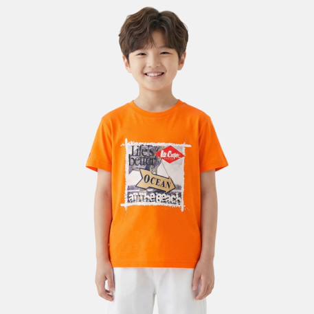 T-shirt manches courtes garçon avec imprime ocean Beige+Bleu+Marine+Orange 16 - vertbaudet enfant 
