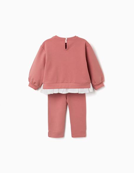 Ensemble de jogging en coton avec imprimé fleur en relief Rose 2 - vertbaudet enfant 