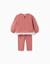Ensemble de jogging en coton avec imprimé fleur en relief Rose 2 - vertbaudet enfant 