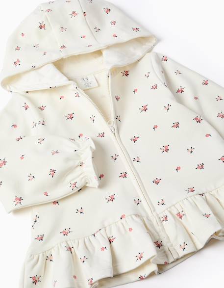 Ensemble de jogging 3 pièces en coton avec imprimé floral Blanc 4 - vertbaudet enfant 