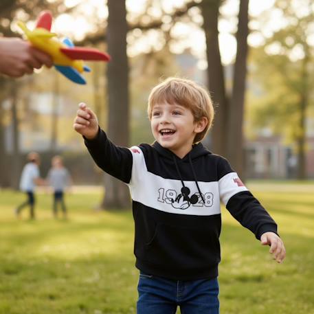 Sweat enfant capuche noir et blanc mickey Noir 2 - vertbaudet enfant 