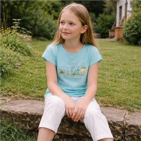 T shirt fille manches courtes Blanc+Bleu+Gris+Jaune 6 - vertbaudet enfant 