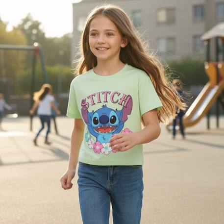 T-shirt manches courtes fille avec personnage lilo & stitch Rose+Vert 7 - vertbaudet enfant 