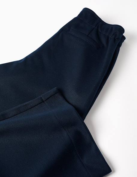 Pantalon à jambe large en maille interlock Bleu foncé 4 - vertbaudet enfant 