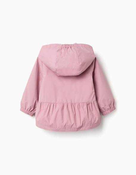 Coupe-vent avec capuche et ourlet à volants Rose clair 2 - vertbaudet enfant 