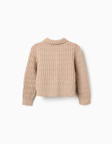 Cardigan en maille torsadée et ajourée Beige clair 2 - vertbaudet enfant 