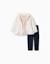 Ensemble de jogging 3 pièces en coton avec imprimé floral Blanc 1 - vertbaudet enfant 