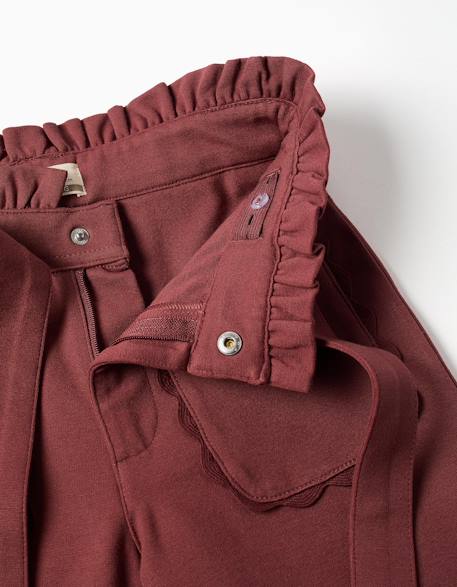 Pantalon à jambe large en point de rome avec ceinture Marrón 3 - vertbaudet enfant 