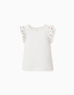 -T-shirt en coton côtelé avec manches à volants