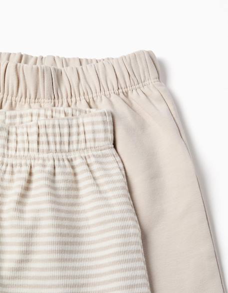 Lot de 2 pantalons en coton unis/à rayures Gris clair 3 - vertbaudet enfant 