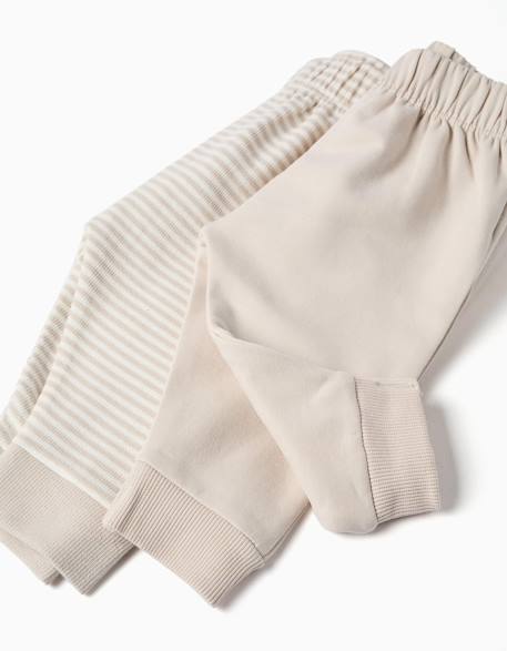 Lot de 2 pantalons en coton unis/à rayures Gris clair 4 - vertbaudet enfant 