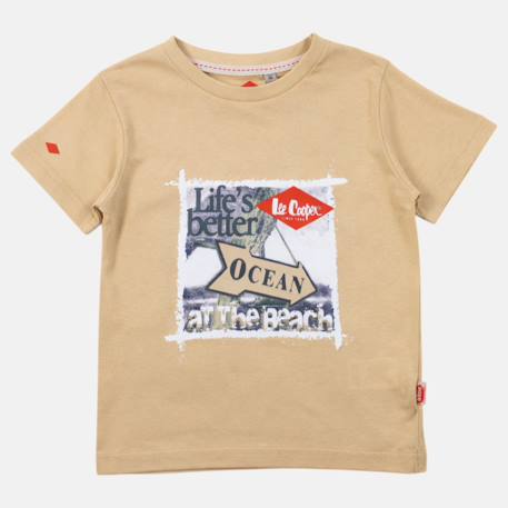 T-shirt manches courtes garçon avec imprime ocean Beige+Bleu+Marine+Orange 3 - vertbaudet enfant 