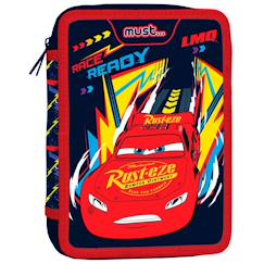 Jouet-Matériel scolaire-Trousse double compartiment remplie motif cars en polyester cars