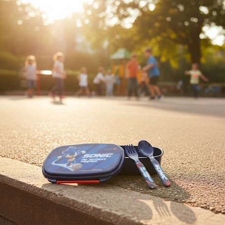 Boîte à repas sonic the hedgehog avec couverts et cuillère fourchette Bleu marine 2 - vertbaudet enfant 