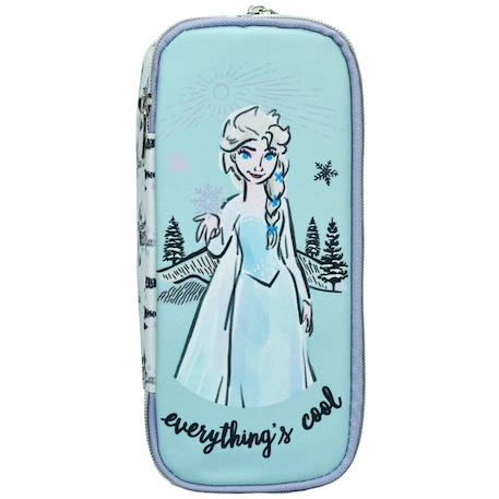 Trousse zippée tissu toile avec imprimé elsa la reine des neiges Bleu / violet / clair 1 - vertbaudet enfant 