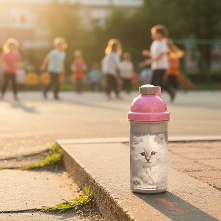 Gourde en plastique enfant à motif tête de chat Gris 2 - vertbaudet enfant 