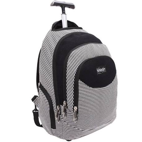 Sac à dos trolley street rayé et 47 cm Noir / blanc 1 - vertbaudet enfant 