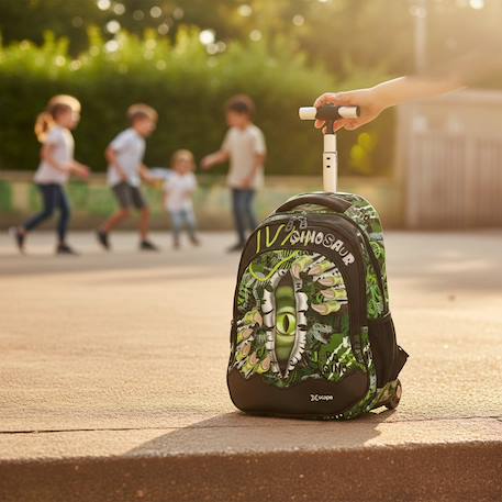 Sac à dos à roulettes dinosaure 44 cm xscape Noir / jaune 2 - vertbaudet enfant 
