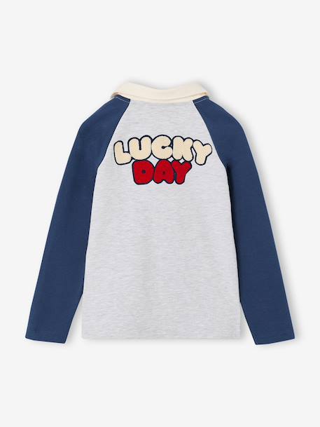 Polo manches longues garçon gris chiné 2 - vertbaudet enfant 