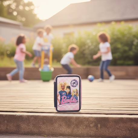 Trousse barbie garnie 2 compartiments zippés – 18 cm Bleu / rose / blanc 2 - vertbaudet enfant 
