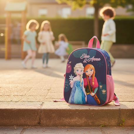 Sac à dos préscolaire la reine des neiges imprimé 3d polyester Bleu marine/orange fluo 2 - vertbaudet enfant 
