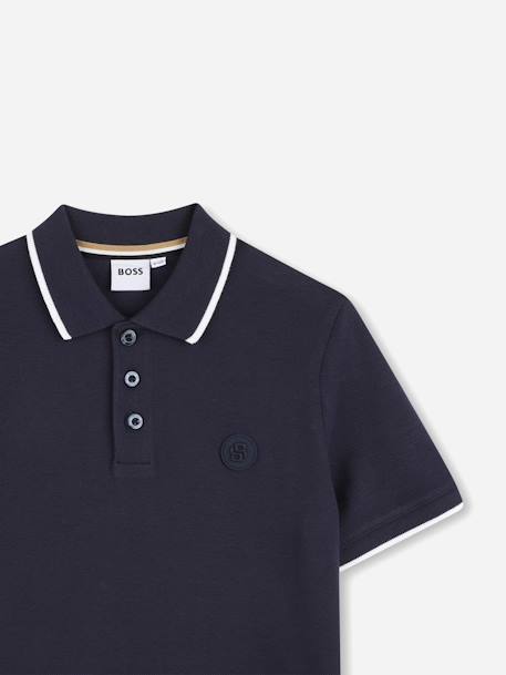 Polo garçon à manches courtes Blanc+Bleu 6 - vertbaudet enfant 