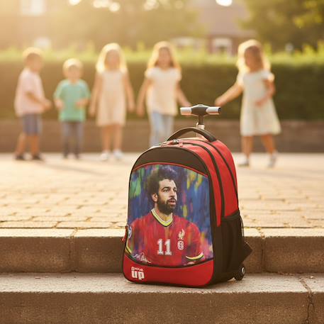 Sac à dos roulettes foot salah 48 cm – 2 poches zippées Noir / rouge / bleu 2 - vertbaudet enfant 