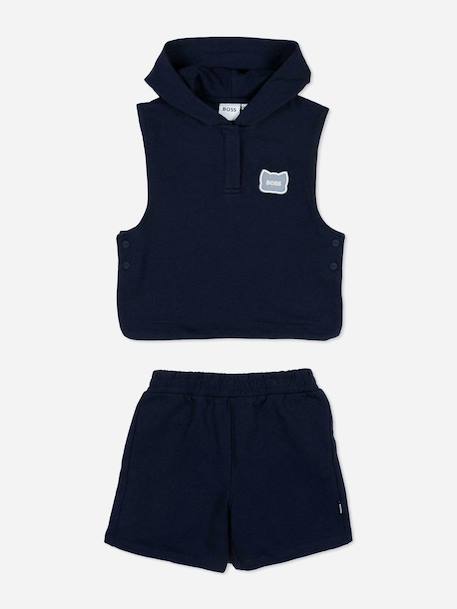 Ensemble garçon 3 pièces Beige+Bleu foncé / blanc 8 - vertbaudet enfant 