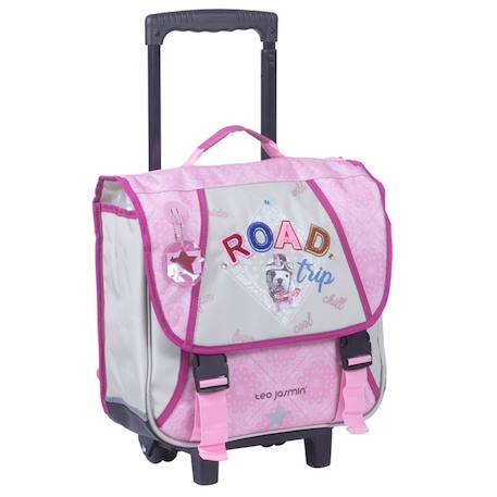 Fille-Accessoires-Cartable à roulettes textile poignée télescopique teo jasmin 38 cm