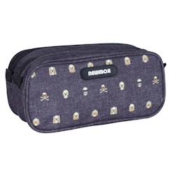 Trousse à crayons double zip newmoji crâne 22 cm rectangulaire  - vertbaudet enfant
