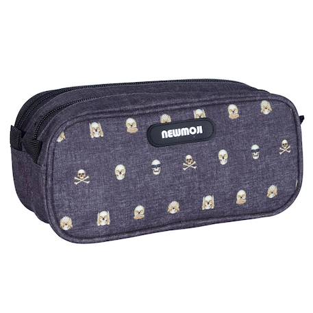 Fille-Accessoires-Trousse à crayons double zip newmoji crâne 22 cm rectangulaire