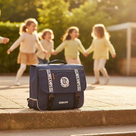 Cartable messenger garçon camps 38 cm 2 compartiments bandes réfléchissantes Bleu / blanc 2 - vertbaudet enfant 