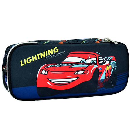 Trousse gim cars lightning en textile 2 compartiments Noir / bleu 1 - vertbaudet enfant 