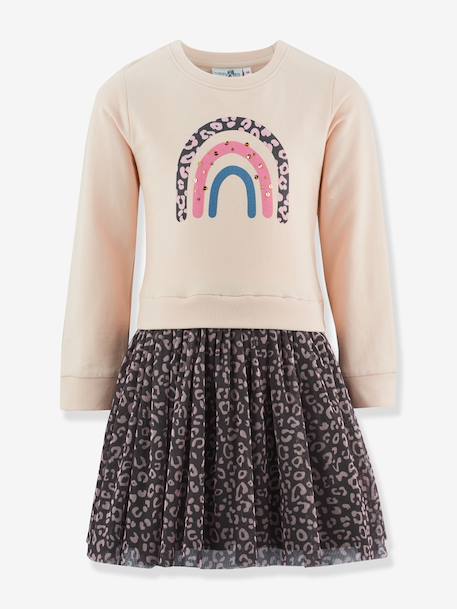 Robe avec jupe en tulle léopard fille Happy Girls rose bonbon+vanille 4 - vertbaudet enfant 