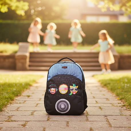 Sac à dos emoji effet jean 46 cm Noir / bleu 2 - vertbaudet enfant 