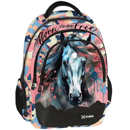 Fille-Accessoires-Sac à dos 42 cm cheval born to be free – 2 compartiments zippés cheval