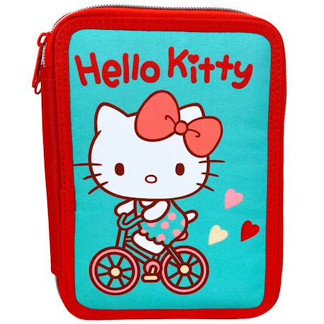 Trousse zippée 2 compartiments hello kitty vélo 20 cm Bleu turquoise 1 - vertbaudet enfant 