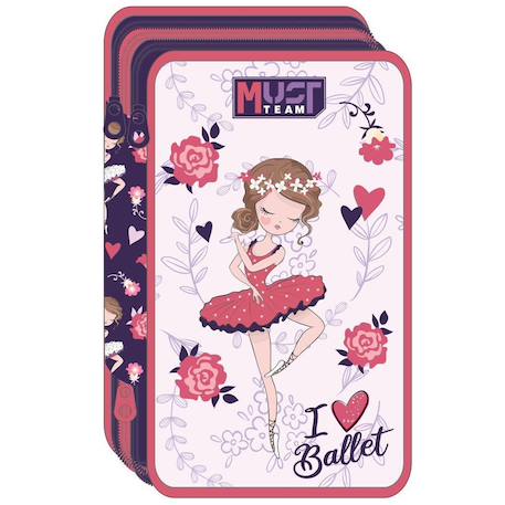 Fille-Accessoires-Trousse 3 compartiments triple zip ‘i love ballet’ – must